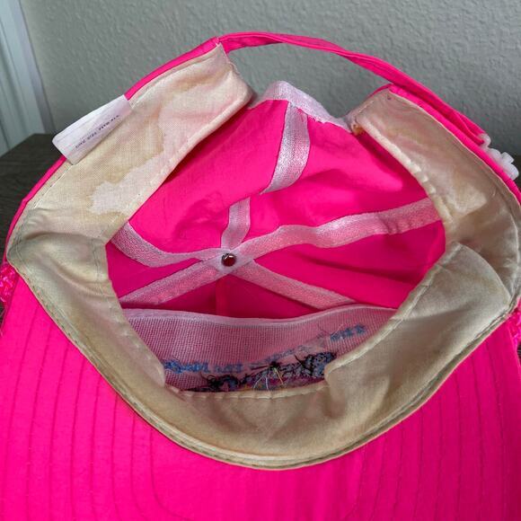 Vintage 90s Nissin Neon Pink Shrine Circus Snapback Hat Rope Foam Trucker - Picture 16 of 16